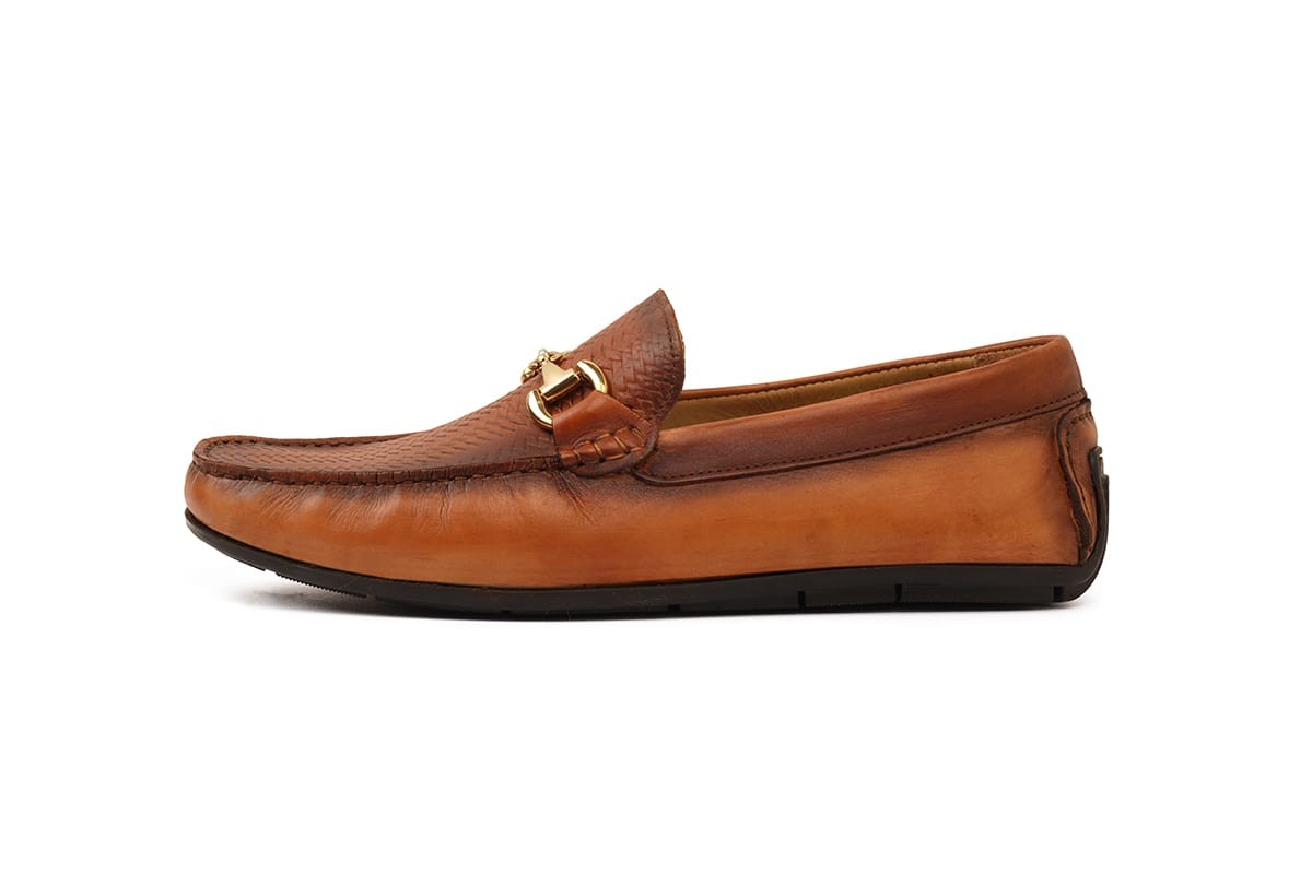 CROCO TEXTURED MOCCASINS WITH BUCKLE